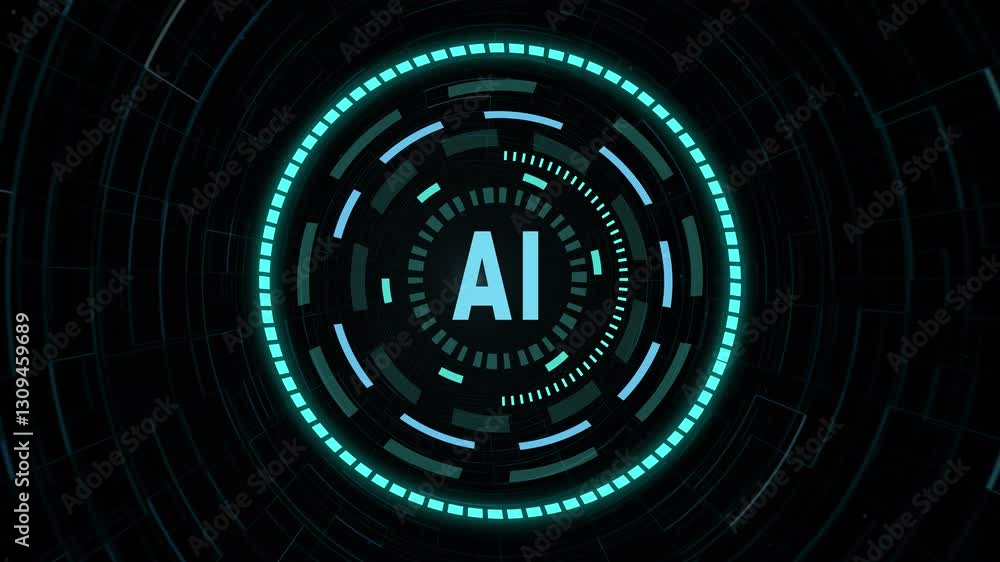 Futuristic AI Interface Digital Circular HUD Design High-tech AI interface with glowing circular HUD elements on dark background, symbolizing artificial intelligence data processing digital innovation Futuristic AI Interface Digital Circular HUD Design High-tech AI interface with glowing circular HUD elements on dark background, symbolizing artificial intelligence data processing digital innovation