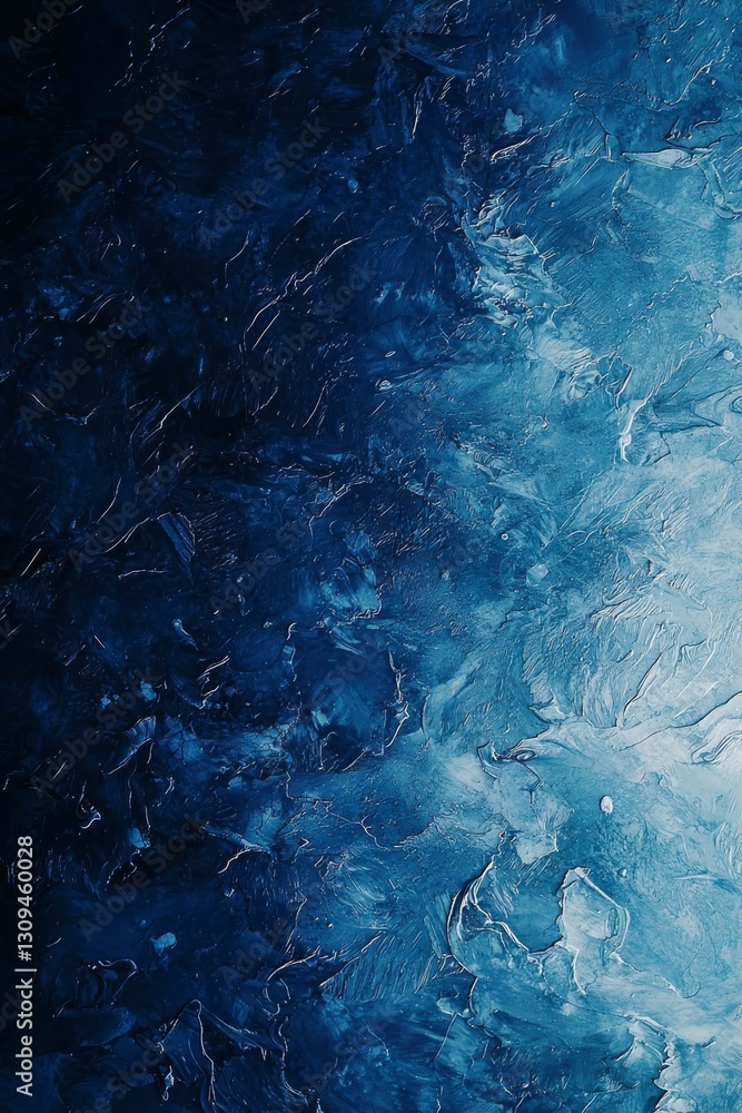 Obraz premium Vertical Deep blue ice texture, lake water frozen in winter, icy wallpaper.