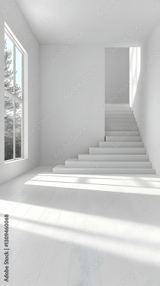 Obraz premium Modern Minimalist White Room 3D Render
