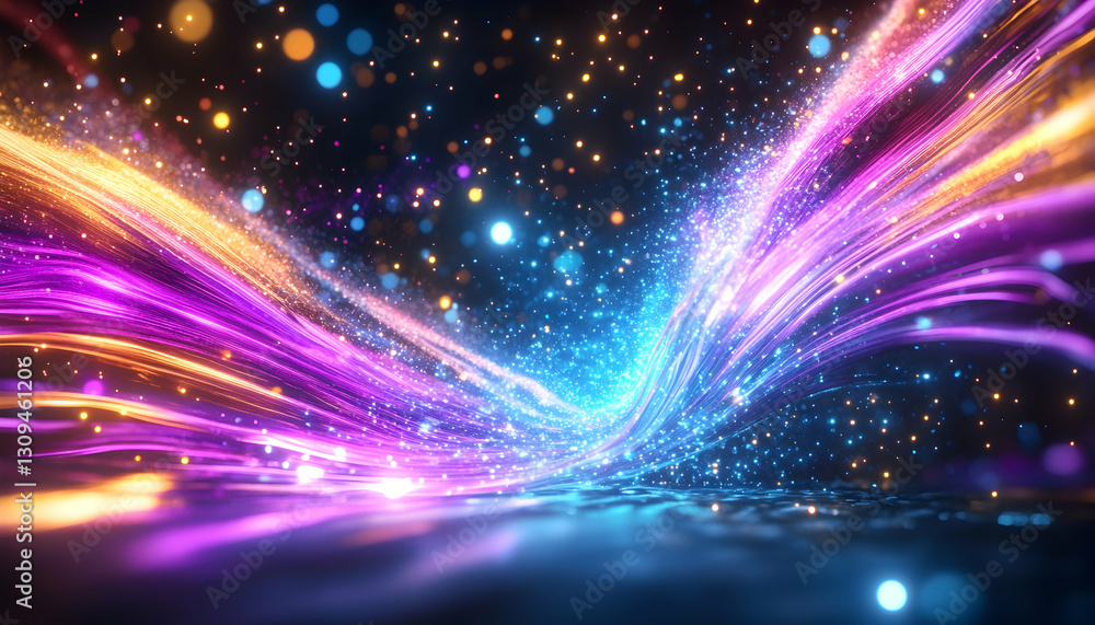 Abstract vibrant light trails and glowing particles. Abstract vibrant light trails and glowing particles.