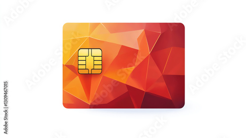 A vibrant abstract image of a SIM card, showcasing a geometric design with orange and red hues. Ideal for tech-related projects, articles, and digital communications. photo