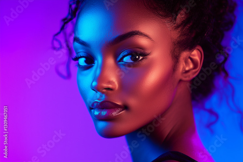 Wallpaper Mural Stunning Portrait in Neon Light Torontodigital.ca