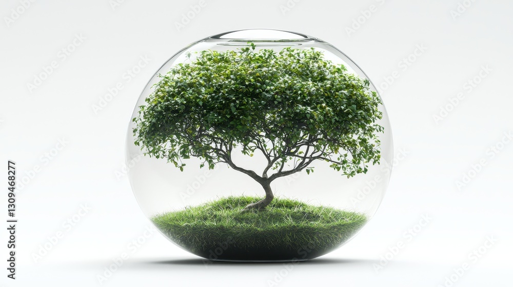 Tiny Tree in Glass Sphere, Studio Shot Tiny Tree in Glass Sphere, Studio Shot