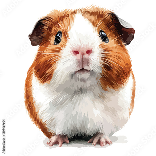 Guinea Pig Watercolor Isolated Cutout Single Object