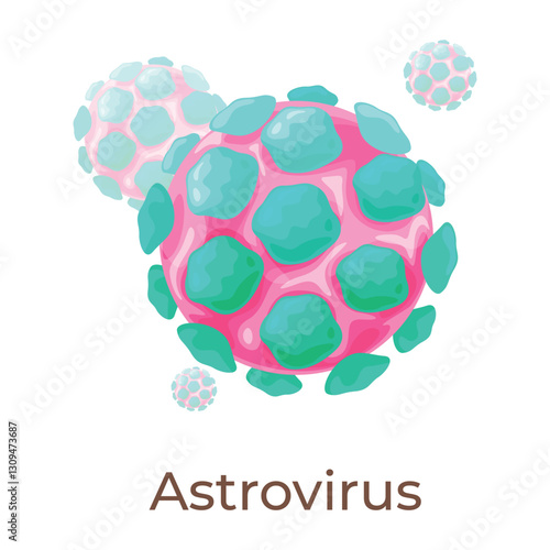 Illustration of astrovirus showing intricate details of its structure and shape