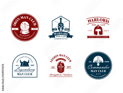 Logos representing various men s clubs that promote strength, brotherhood and strategy in community service.