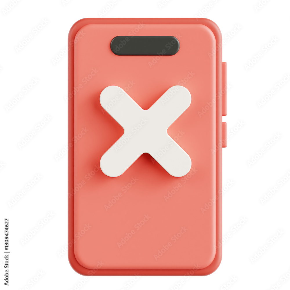 Fototapeta premium Denied On Smartphone Screen 3D Icon Illustration