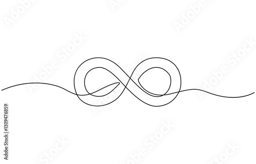One continuous line drawing of Infinity symbol. Loop mobius icon, Infinity symbol drawn with one continuous editable line. Concept of unlimited eternity vector one-line illustration.