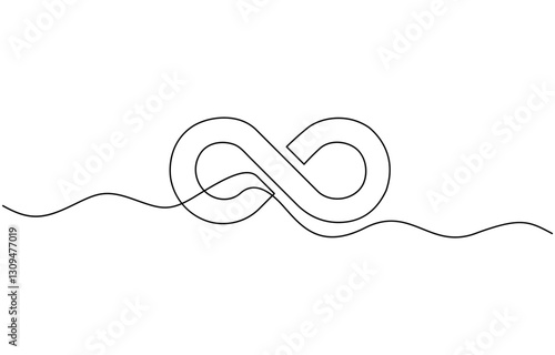 One continuous line drawing of Infinity symbol. Loop mobius icon, Infinity symbol drawn with one continuous editable line. Concept of unlimited eternity vector one-line illustration.