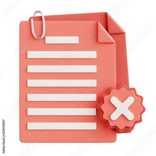 Rejected Document 3D Icon Illustration