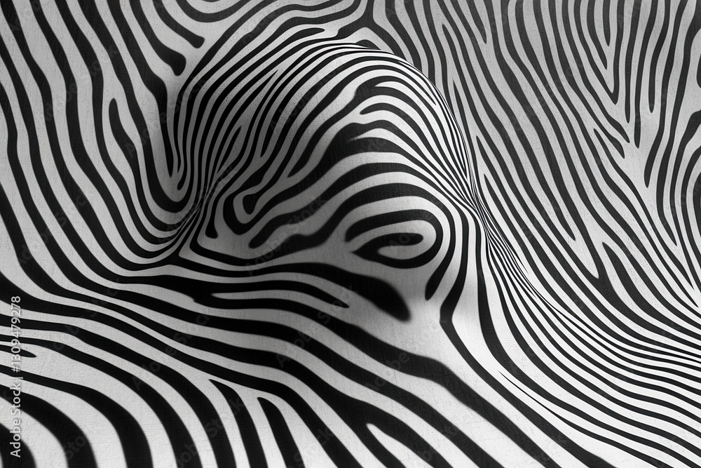 Naklejka premium Abstract Black and White Pattern with Flowing Lines and Curves