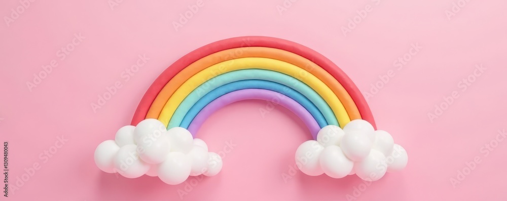 Stylish rainbow and cloud design, soft pink backdrop, cute aesthetic, sweet, pink, soft Stylish rainbow and cloud design, soft pink backdrop, cute aesthetic, sweet, pink, soft