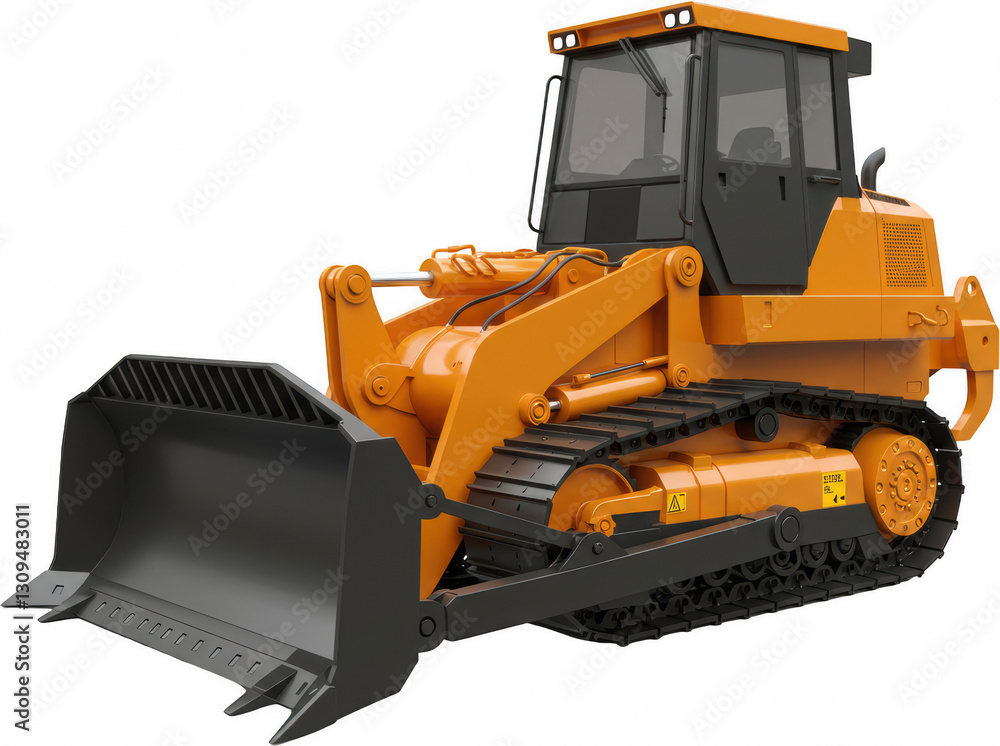 Fototapeta premium Powerful Orange Bulldozer Heavy Equipment Machine Construction Site Machinery