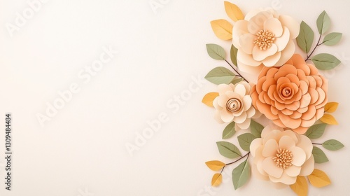 Delicate Pastel Paper Flowers On Textured Background