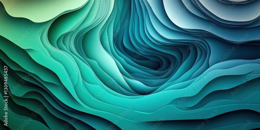 Obraz premium Mesmerizing Abstract Waves of Colorful Fluidity and Dynamic Movement in Green and Blue Tones