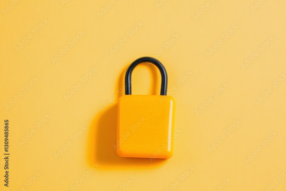 Bright yellow padlock on a solid yellow background symbolizing security and protection, ideal for concepts related to safety, privacy, and security measures Bright yellow padlock on a solid yellow background symbolizing security and protection, ideal for concepts related to safety, privacy, and security measures