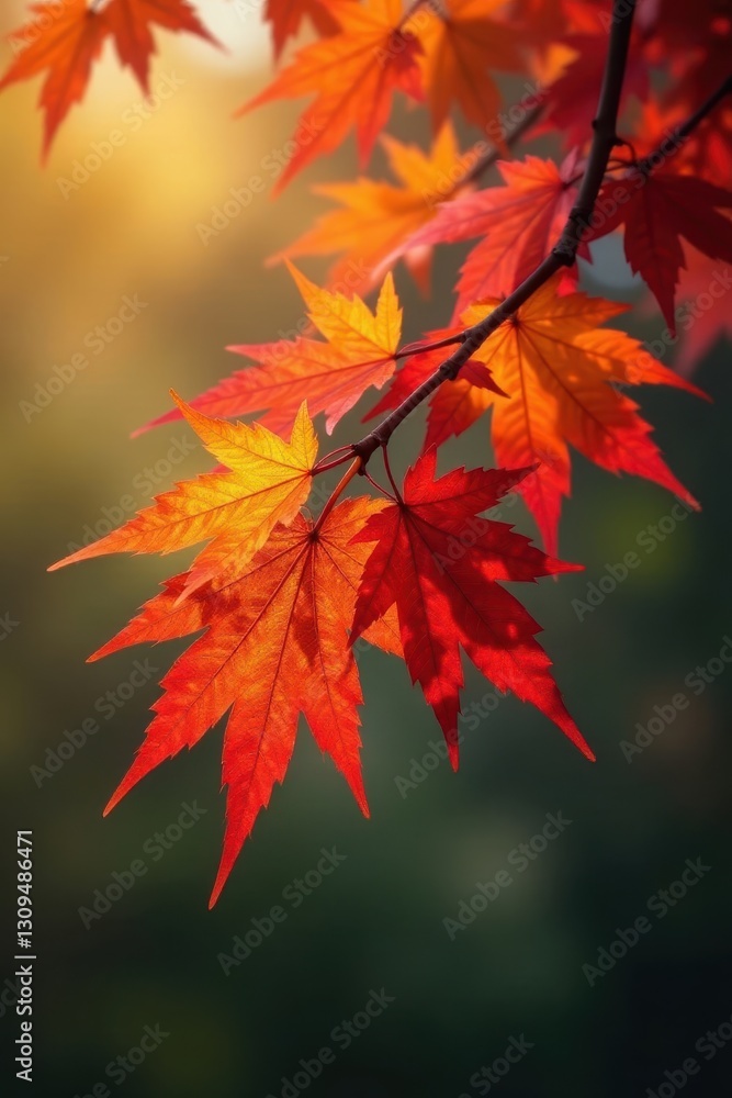 Vibrant red, orange, yellow maple leaves cluster on a branch , outdoor, scene, vibrant Vibrant red, orange, yellow maple leaves cluster on a branch , outdoor, scene, vibrant