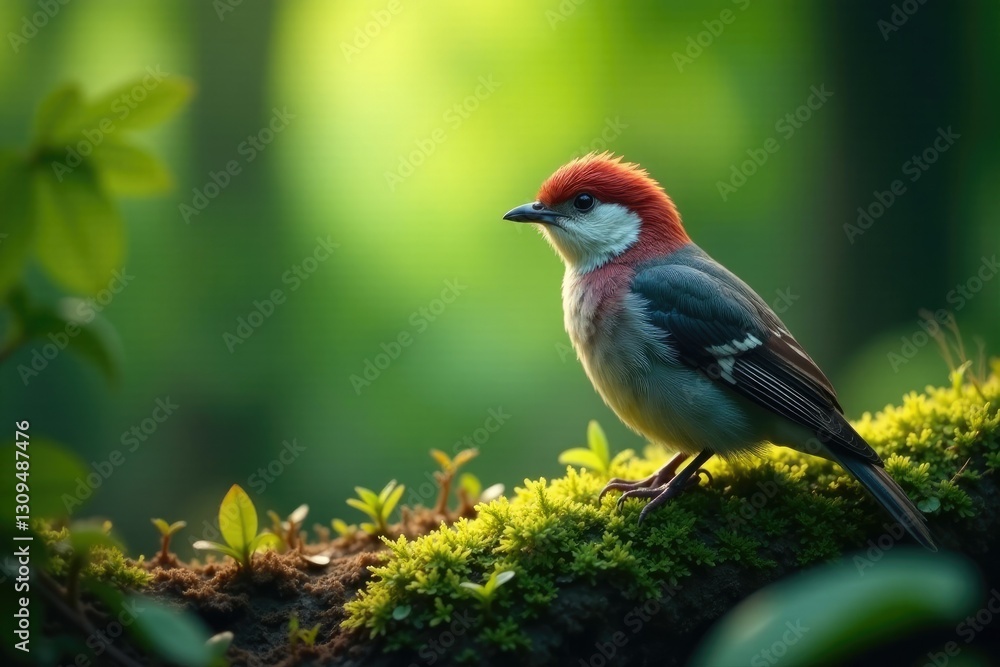 Fototapeta premium Delicate feathers blend seamlessly into the forest foliage, nature, inviting