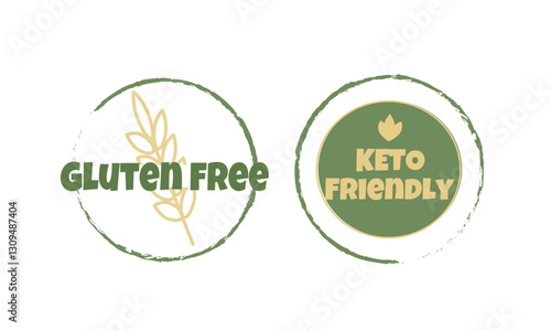 keto.ai, keto friendly, gluten free,  sticker, label, badge and logo. Ecology icon. Logo template with green leaves for organic and eco friendly products. Vector illustration