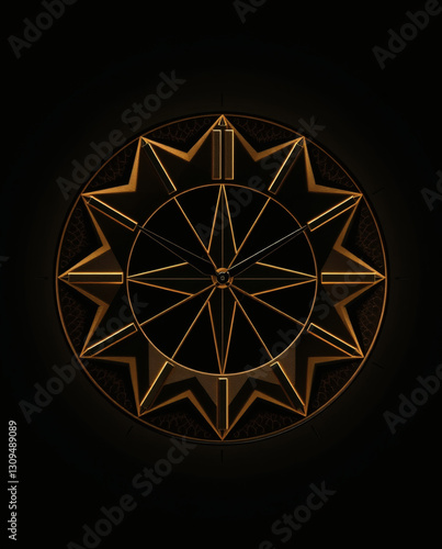 sleek, modern geometric pattern in gold and black tones | generative AI