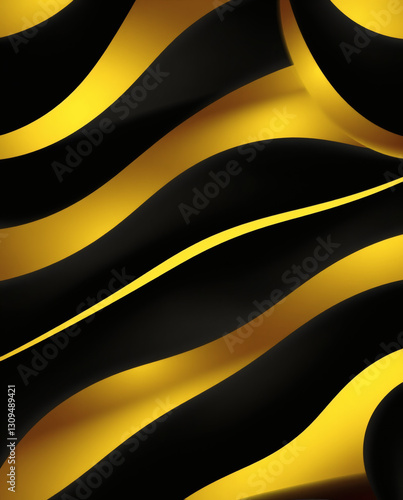 sleek, modern geometric pattern in gold and black tones | generative AI
