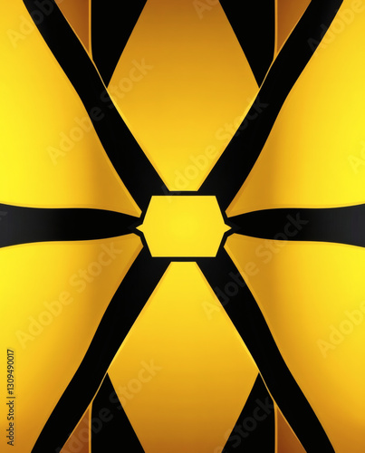 sleek, modern geometric pattern in gold and black tones | generative AI