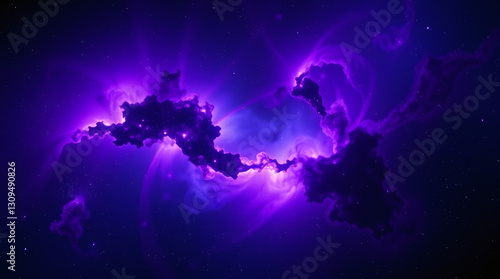  vast interstellar nebula glowing in vibrant purple, blue, and pink, surrounded by distant stars | generative AI