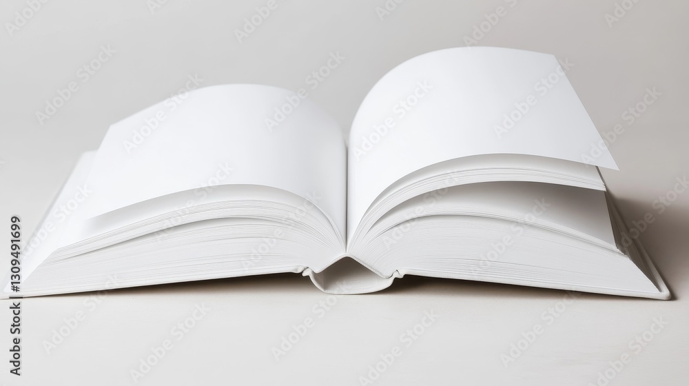 Open Book Blank Pages, Minimalist Composition, Knowledge Concept, book mockup, white background book, knowledge Open Book Blank Pages, Minimalist Composition, Knowledge Concept, book mockup, white background book, knowledge