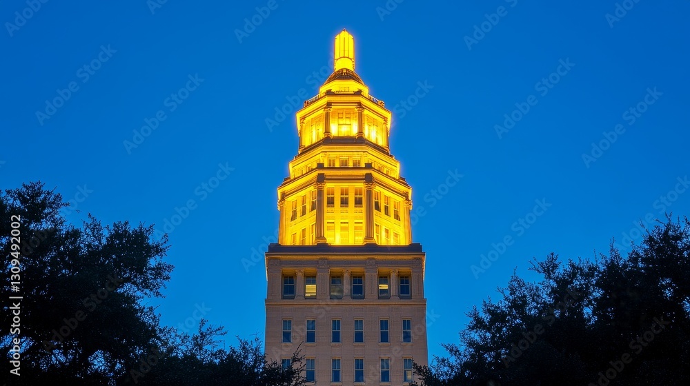 Fototapeta premium Illuminated Tower Urban Skyline at Twilight ,Architecture ,Cityscape