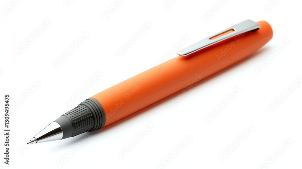 Orange pen on a white isolated background. Orange pen on a white isolated background.