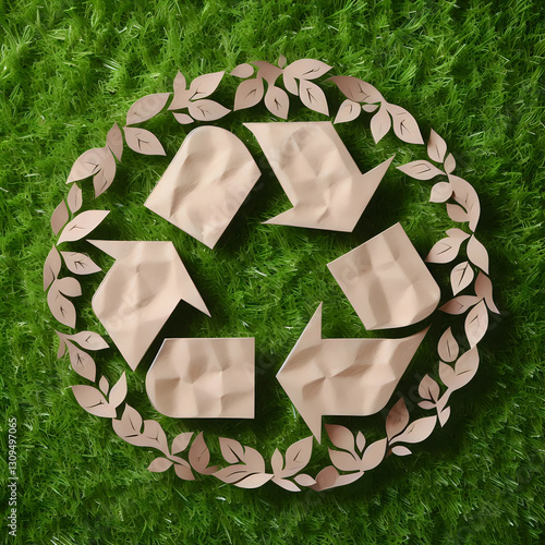 Obraz na płótnie Recycling symbol icon. Ecological symbol. Concept of ecological recycling, reasonable consumption, care for ecology. Generated by AI w salonie