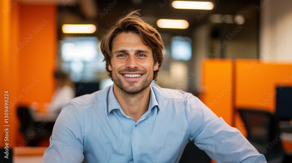 Professional smiling man in modern office business environment portrait photography positive vibes dynamic space Professional smiling man in modern office business environment portrait photography positive vibes dynamic space