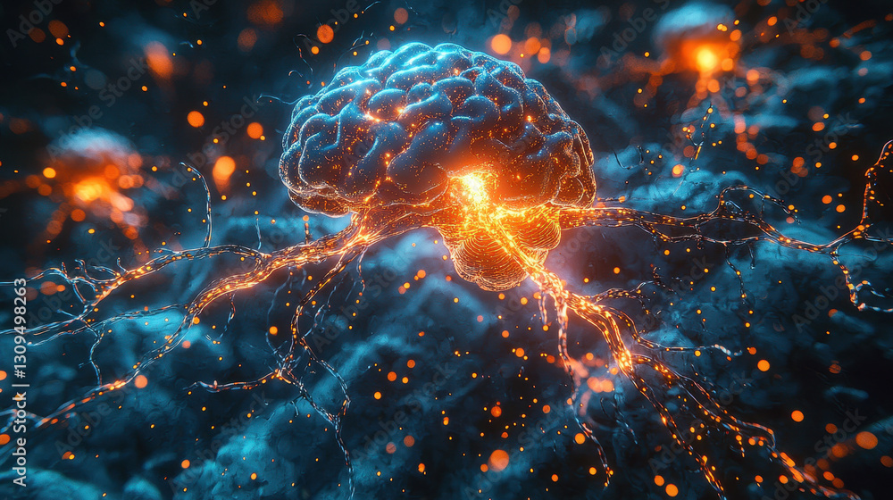 Electronical activity and neural pathways in the brain showcasing OCD effects Electronical activity and neural pathways in the brain showcasing OCD effects