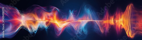 Abstract highenergy quantum fluctuations visualized as colorful waveforms, theoretical physics and AI concept