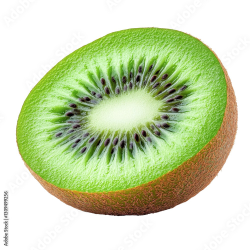kiwi slice - fresh green fruit half on white background
