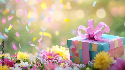 Colorful prank gift box with playful confetti, embodying the joy and mischief of April Fool's Day.