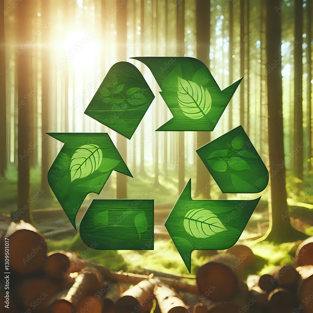 Recycling symbol icon. Ecological symbol. Concept of ecological recycling, reasonable consumption, care for ecology. Generated by AI