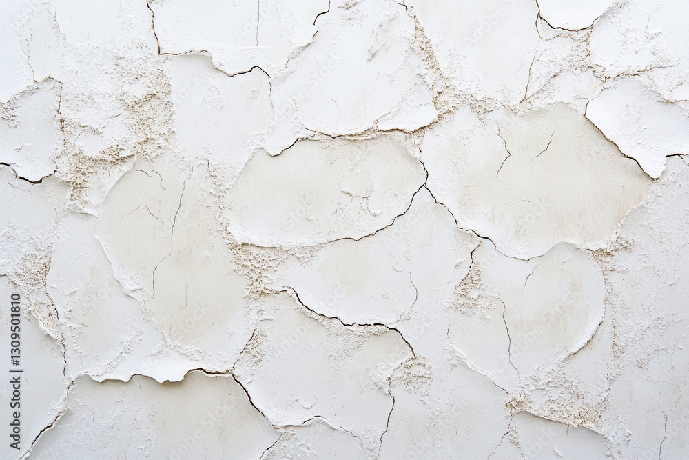 Obraz premium Textured White Wall with Peeling Paint and Cracked Surface Details