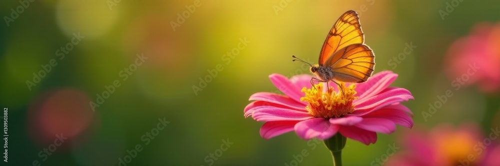 Delicate butterfly perched on vibrant wildflower, sunlight dappled petals , spring, meadow Delicate butterfly perched on vibrant wildflower, sunlight dappled petals , spring, meadow