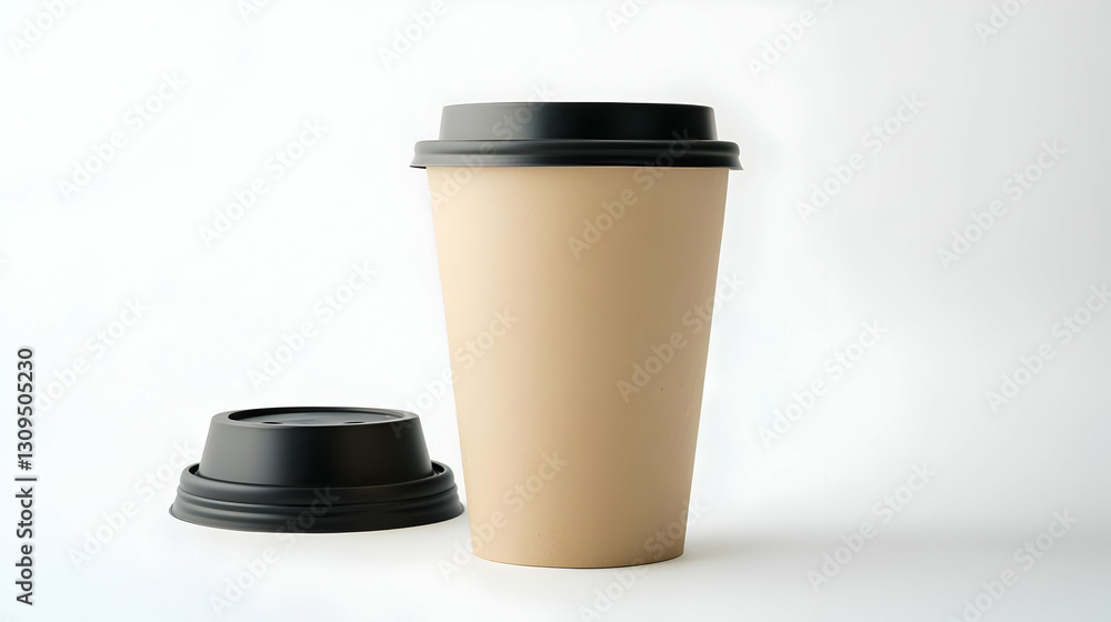 Brown Paper Coffee Cup With Black Lid Isolated On White Background Brown Paper Coffee Cup With Black Lid Isolated On White Background
