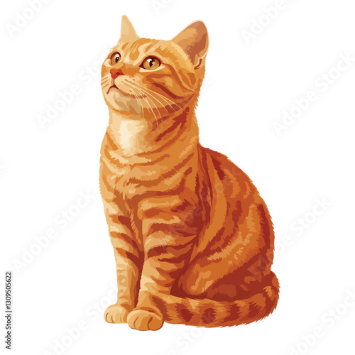 Vibrant Orange Cat Isolated Closeup