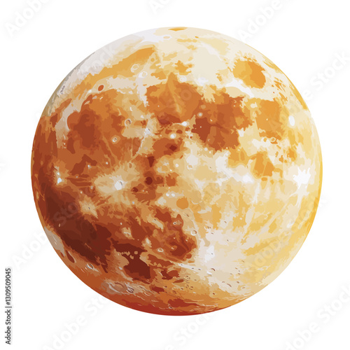 Orange Moon 3D Render Icon Isolated Cutout