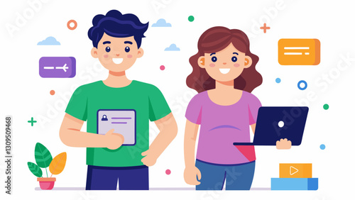 Two siblings aged 12 and 14 launched a subscriptionbased website that offers personalized workout plans for kids and teenagers.. Vector illustration