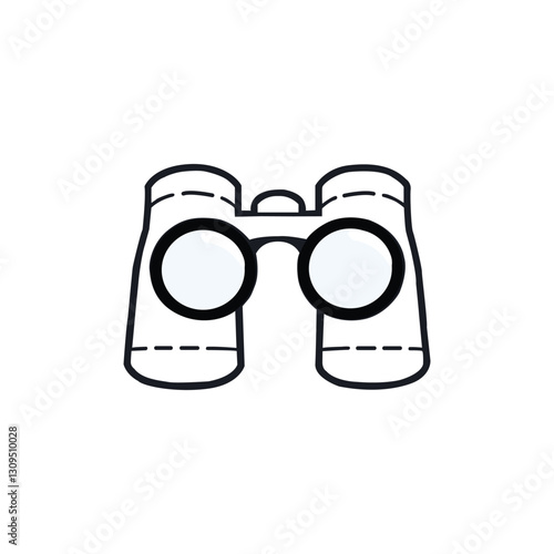 Binocular field glasses flat icon Vector Illustration of Binoculars: Minimalist Line Drawing for Outdoor and Adventure Themes