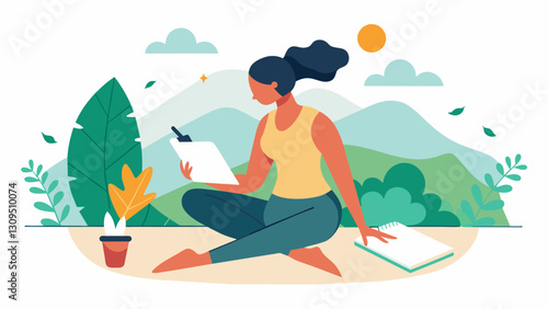 Discover the beauty of combining yoga and sketching at our retreat where youll learn to channel your energy and emotions into your artwork.. Vector illustration
