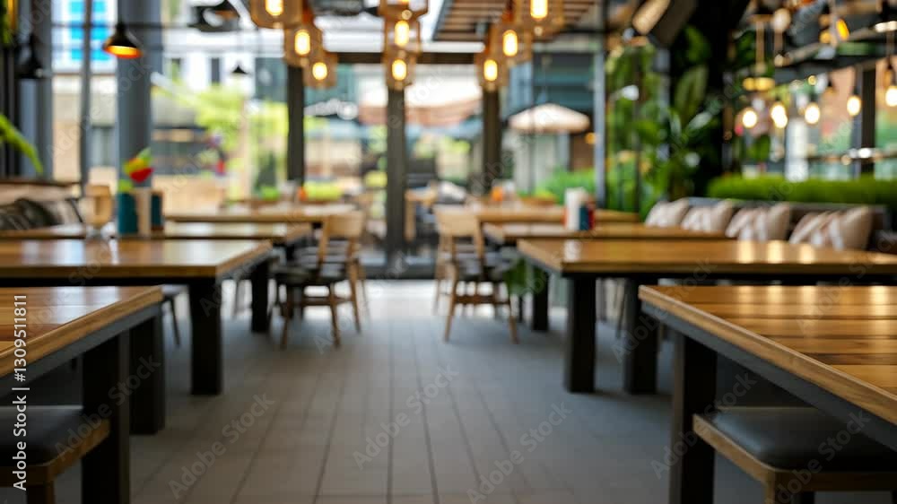 Enjoy the inviting ambiance of a contemporary cafe featuring wooden tables and warm lighting in a bustling setting Enjoy the inviting ambiance of a contemporary cafe featuring wooden tables and warm lighting in a bustling setting