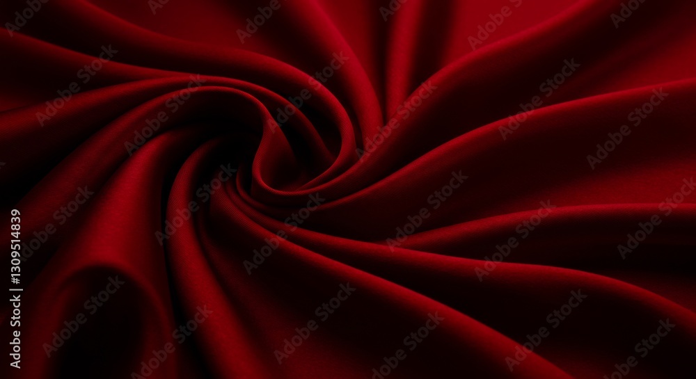 Obraz premium Deep Red Fabric Swirling Softly Dramatic Light. AI Generated