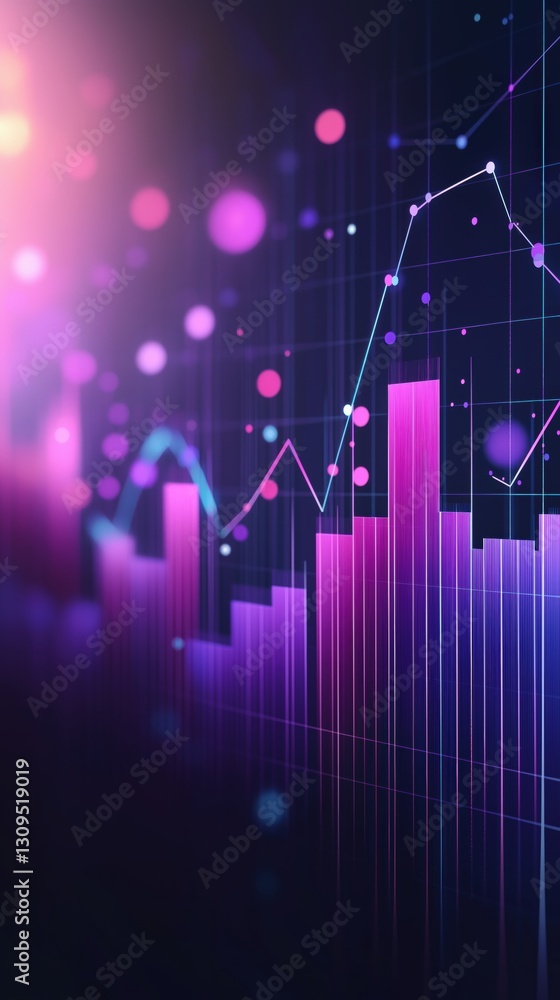 Futuristic digital growth chart visualizing AI adoption trends with vibrant colors and sleek interface Futuristic digital growth chart visualizing AI adoption trends with vibrant colors and sleek interface