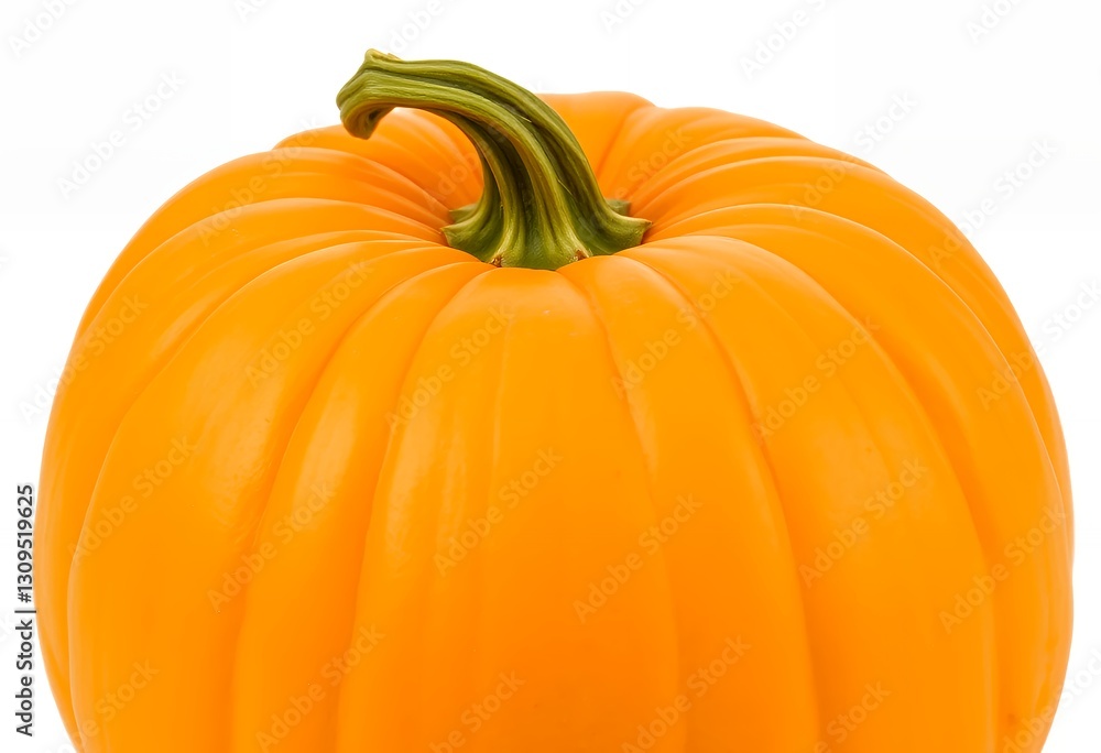 Obraz premium Close Up of a Perfect Orange Pumpkin with Green Stem Isolated