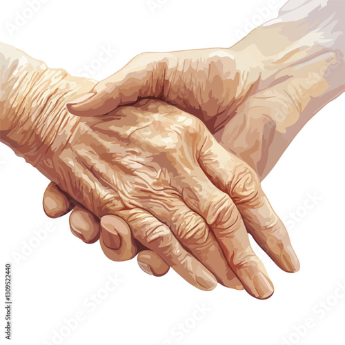 Emotional Connection: Hands of Different Generations Held Together in Warm Light